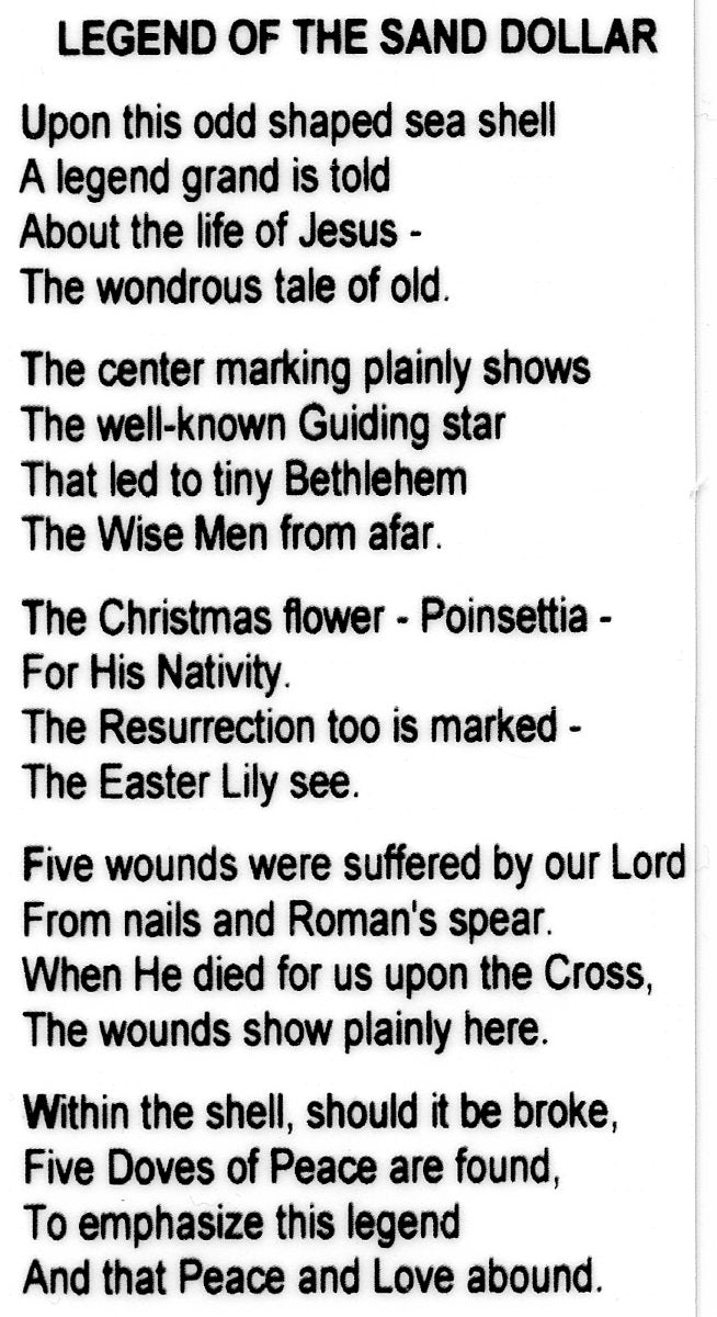 Legend of the Sand Dollar U - LAMINATED HOLY CARDS- QUANTITY 25 PRAYER - Catholic Pictures legend-of-the-sand-dollar-u-laminated-holy-cards-quantity-25-prayer-catholic-pictures