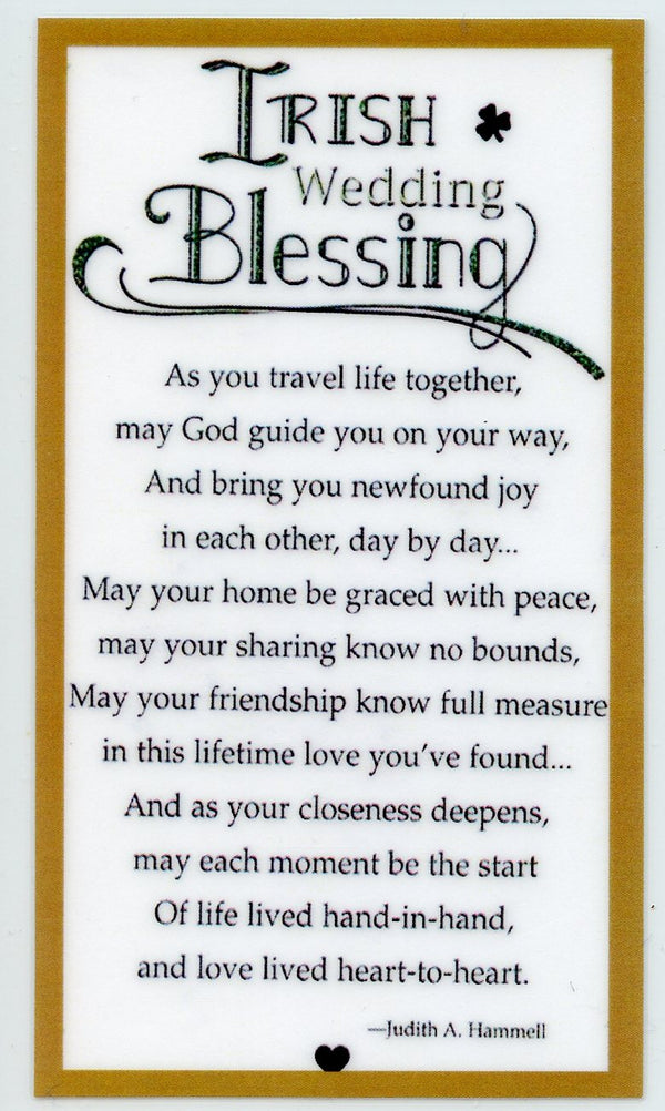 Irish Wedding Blessing U - LAMINATED HOLY CARDS- QUANTITY 25 PRAYER CARDS