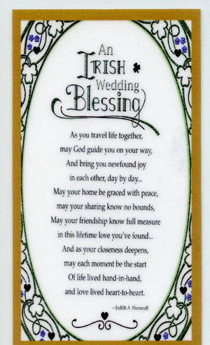 An Irish Wedding Blessing U - LAMINATED HOLY CARDS- QUANTITY 25 PRAYER CARDS