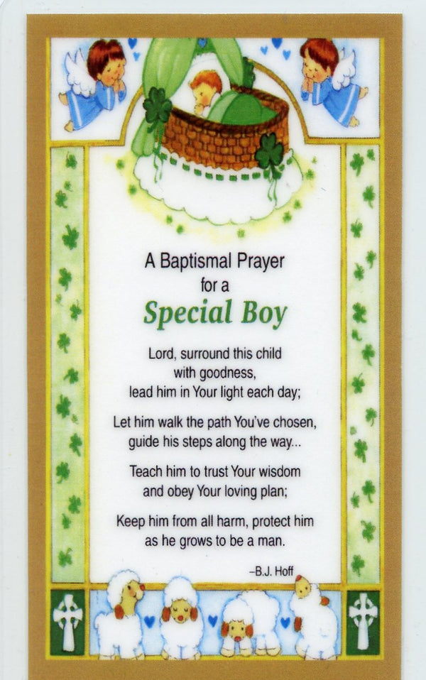 Baptismal Prayer for Boy U - LAMINATED HOLY CARDS- QUANTITY 25 PRAYER CARDS