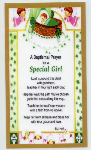 Baptismal Prayer for Girl U - LAMINATED HOLY CARDS- QUANTITY 25 PRAYER CARDS