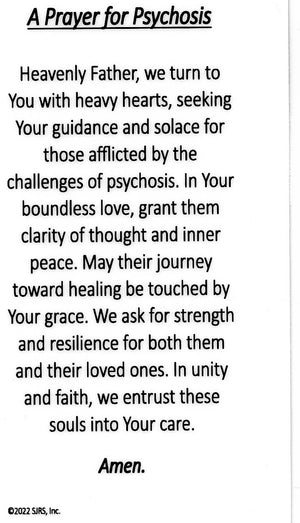 A Prayer for Psychosis U - LAMINATED HOLY CARDS- QUANTITY 25 PRAYER CARDS