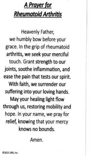 A Prayer for Rheumatoid Arthritis U - LAMINATED HOLY CARDS- QUANTITY 25 PRAYER CARDS