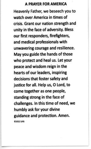 A Prayer for America U - LAMINATED HOLY CARDS- QUANTITY 25 PRAYER CARDS