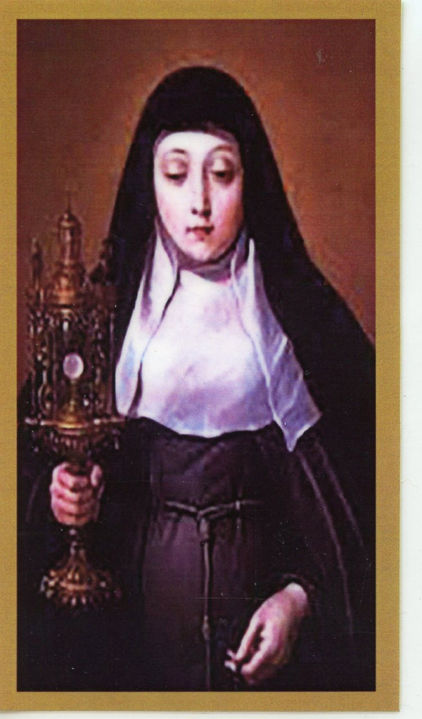 Novena to St. Clare Prayer U - LAMINATED HOLY CARDS- QUANTITY 25 PRAYER CARDS