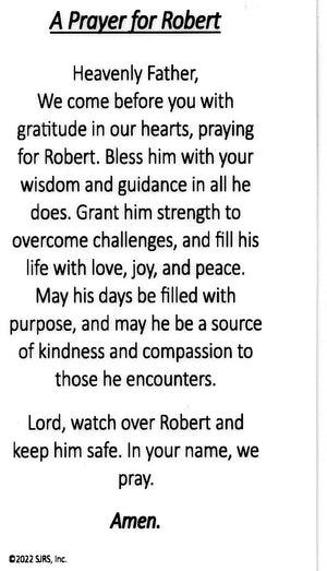 A Prayer for Robert U - LAMINATED HOLY CARDS- QUANTITY 25 PRAYER CARDS