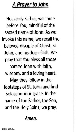 A Prayer for John U - LAMINATED HOLY CARDS- QUANTITY 25 PRAYER CARDS
