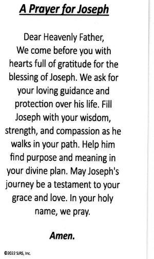 A Prayer for Joseph U - LAMINATED HOLY CARDS- QUANTITY 25 PRAYER CARDS