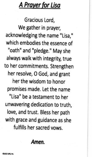 A Prayer for Lisa U - LAMINATED HOLY CARDS- QUANTITY 25 PRAYER CARDS