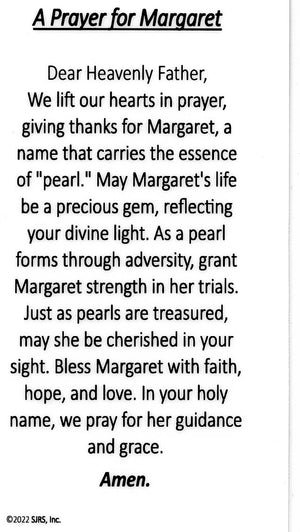 A Prayer for Margaret U - LAMINATED HOLY CARDS- QUANTITY 25 PRAYER CARDS
