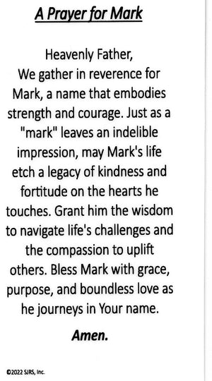 A Prayer for Mark U - LAMINATED HOLY CARDS- QUANTITY 25 PRAYER CARDS