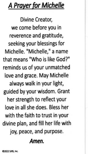 A Prayer for Michelle U - LAMINATED HOLY CARDS- QUANTITY 25 PRAYER CARDS