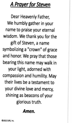 A Prayer for Steven U - LAMINATED HOLY CARDS- QUANTITY 25 PRAYER CARDS