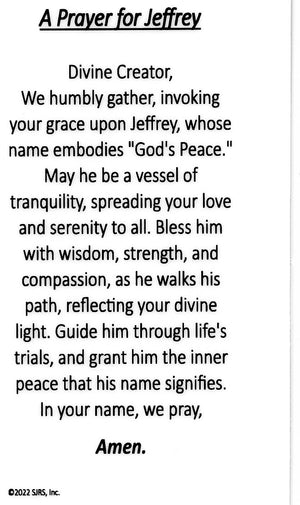 A Prayer for Jeffrey U - LAMINATED HOLY CARDS- QUANTITY 25 PRAYER CARDS