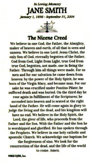 The Nicene Creed Funeral Memorial Laminated Prayer Cards - Pack of 60