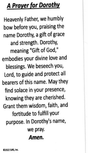 A Prayer for Dorothy U - LAMINATED HOLY CARDS- QUANTITY 25 PRAYER CARDS