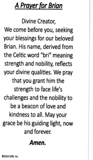 A Prayer for Brian U - LAMINATED HOLY CARDS- QUANTITY 25 PRAYER CARDS