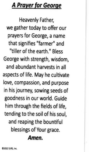 A Prayer for George U - LAMINATED HOLY CARDS- QUANTITY 25 PRAYER CARDS