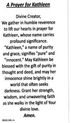 A Prayer for Kathleen U - LAMINATED HOLY CARDS- QUANTITY 25 PRAYER CARDS