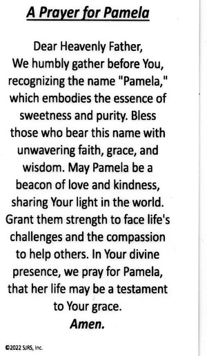 A Prayer for Pamela U - LAMINATED HOLY CARDS- QUANTITY 25 PRAYER CARDS