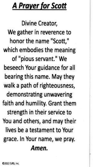 A Prayer for Scott U - LAMINATED HOLY CARDS- QUANTITY 25 PRAYER CARDS