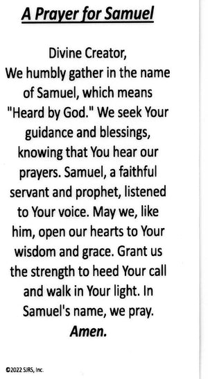 A Prayer for Samuel U - LAMINATED HOLY CARDS- QUANTITY 25 PRAYER CARDS