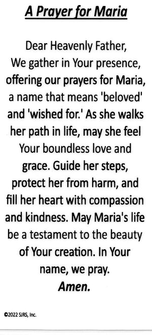 A Prayer for Maria U - LAMINATED HOLY CARDS- QUANTITY 25 PRAYER CARDS