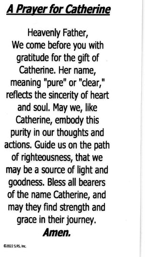 A Prayer for Catherine U - LAMINATED HOLY CARDS- QUANTITY 25 PRAYER CARDS