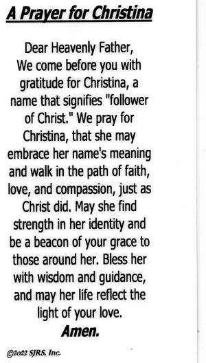 A Prayer for Christina U - LAMINATED HOLY CARDS- QUANTITY 25 PRAYER CARDS