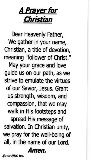 A Prayer for Christian U - LAMINATED HOLY CARDS- QUANTITY 25 PRAYER CARDS