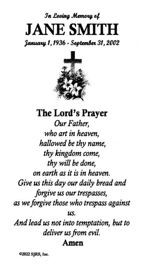 The Lords Prayer Funeral Memorial Laminated Prayer Cards - Pack of 60