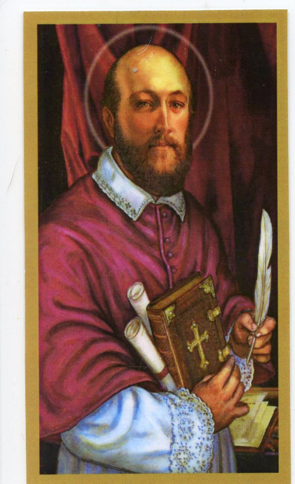 Prayer to St. Francis de Sales for Writers U - LAMINATED HOLY CARDS- QUANTITY 25 PRAYER CARDS