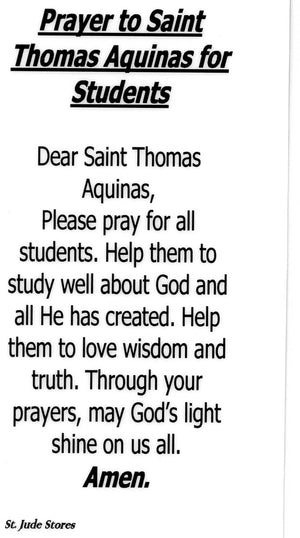 Prayer to Saint Thomas Aquinas for Students U - LAMINATED HOLY CARDS- QUANTITY 25 PRAYER CARDS