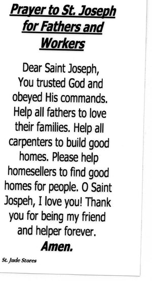 Prayer to St. Joseph for Fathers and Workers U - LAMINATED HOLY CARDS- QUANTITY 25 PRAYER CARDS