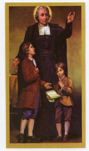 Prayer to St. John Baptist de la Salle for Teachers U - LAMINATED HOLY CARDS- QUANTITY 25 PRAYER CARDS