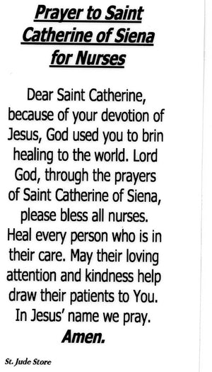 Prayer to Saint Catherine of Siena for Nurses U - LAMINATED HOLY CARDS- QUANTITY 25 PRAYER CARDS