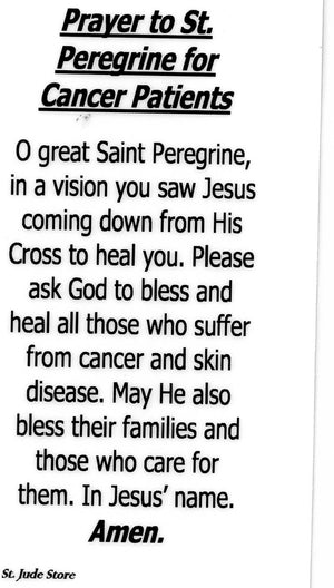 Prayer to St. Peregrine for Cancer Patients U - LAMINATED HOLY CARDS- QUANTITY 25 PRAYER CARDS