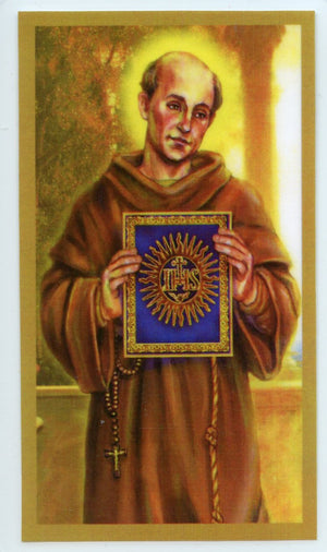 Prayer to St. Bernardine of Siena for Advertisers U - LAMINATED HOLY CARDS- QUANTITY 25 PRAYER CARDS