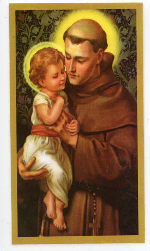 Prayer to Saint Anthony to Find Lost Articles U - LAMINATED HOLY CARDS- QUANTITY 25 PRAYER CARDS