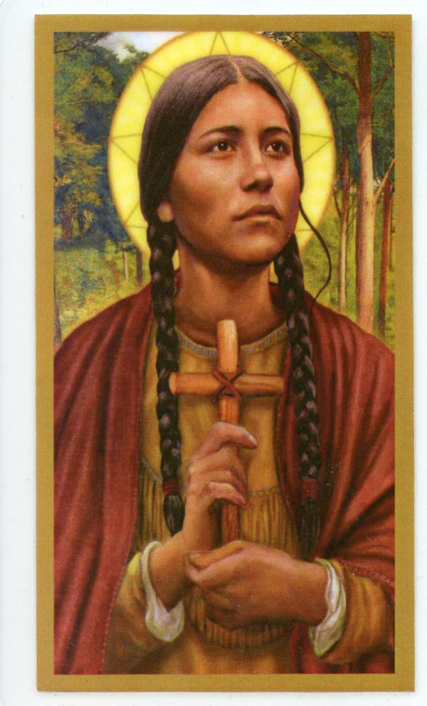 Prayer to St. Kateri Tekakwitha for Our Earth U - LAMINATED HOLY CARDS- QUANTITY 25 PRAYER CARDS