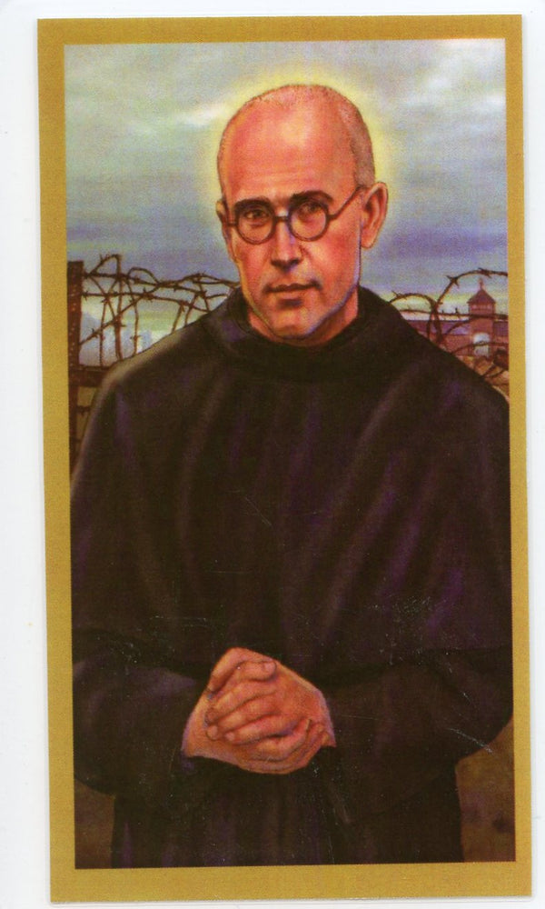 Prayer to St. Maximilian Kolbe for Prisoners U - LAMINATED HOLY CARDS- QUANTITY 25 PRAYER CARDS