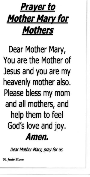 Prayer to Mother Mary for Mothers U - LAMINATED HOLY CARDS- QUANTITY 25 PRAYER CARDS