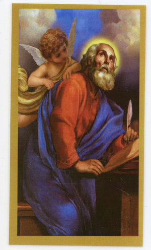 Prayer to Saint Matthew for Bankers U - LAMINATED HOLY CARDS- QUANTITY 25 PRAYER CARDS