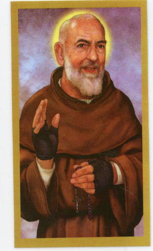 Prayer to Saint Pio for the Sick U - LAMINATED HOLY CARDS- QUANTITY 25 PRAYER CARDS