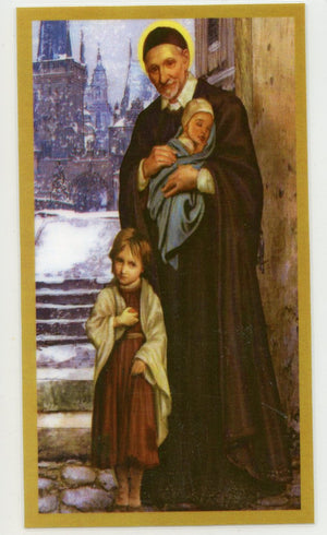 Prayer to St. Vincent de Paul for Charity Workers U - LAMINATED HOLY CARDS- QUANTITY 25 PRAYER CARDS