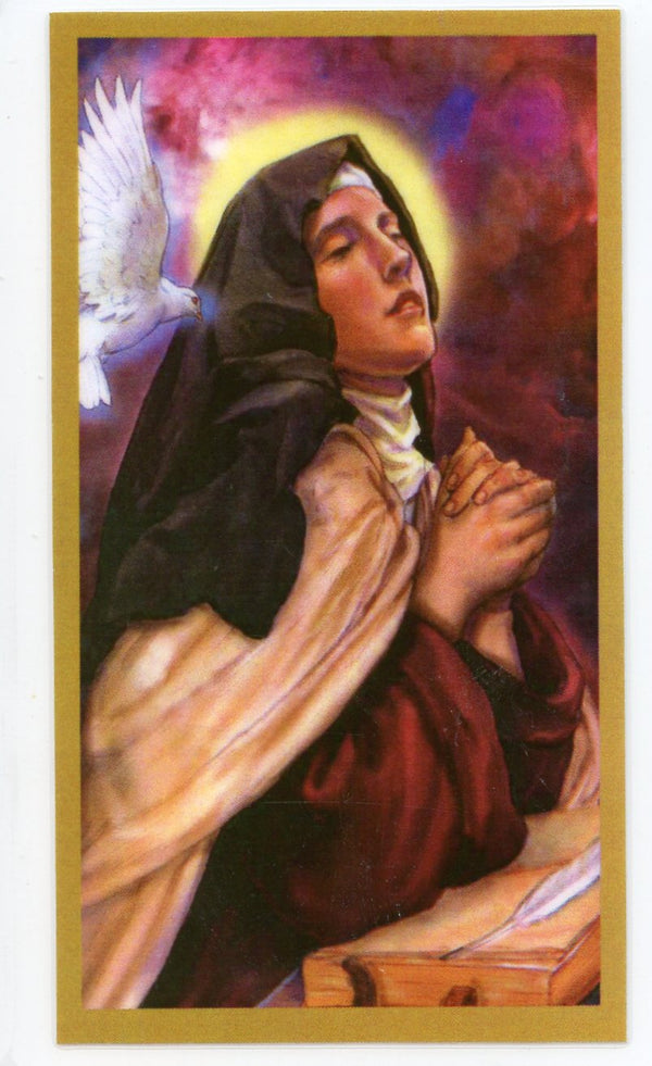 Prayer to Saint Teresa of Avila for Headache Sufferers U - LAMINATED HOLY CARDS- QUANTITY 25 PRAYER CARDS