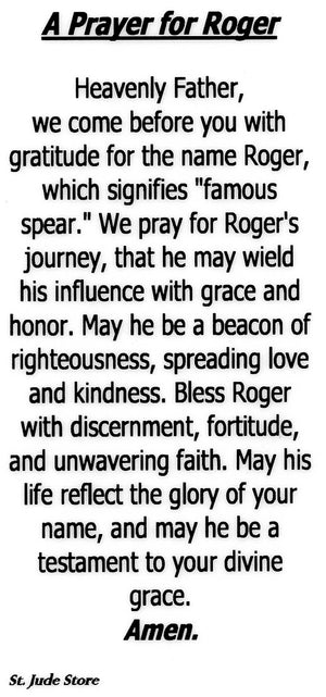 A Prayer for Roger U - LAMINATED HOLY CARDS- QUANTITY 25 PRAYER CARDS