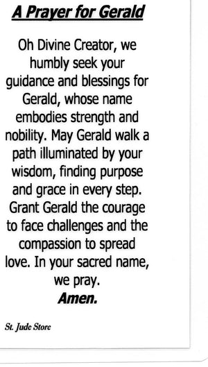 A Prayer for Gerald U - LAMINATED HOLY CARDS- QUANTITY 25 PRAYER CARDS