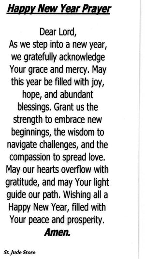 Happy New Year Prayer U - LAMINATED HOLY CARDS- QUANTITY 25 PRAYER CARDS