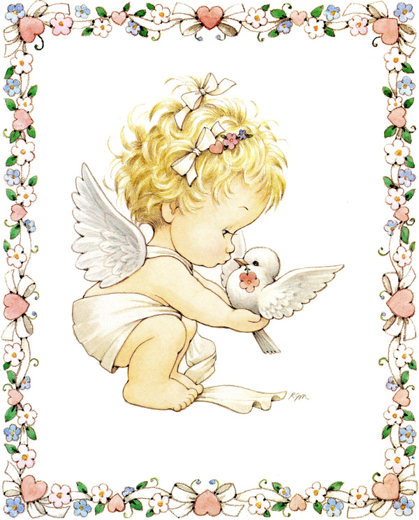 ANGEL WITH DOVE - CATHOLIC PRINTS PICTURES